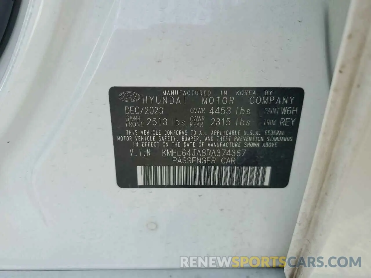 13 Photograph of a damaged car KMHL64JA8RA374367 HYUNDAI SONATA 2024