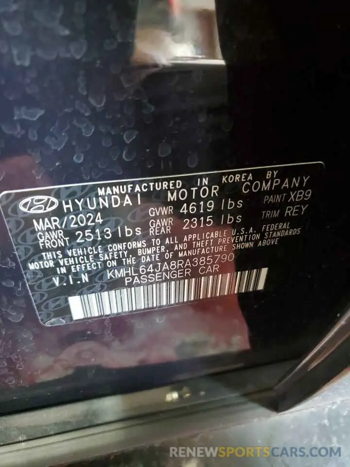 13 Photograph of a damaged car KMHL64JA8RA385790 HYUNDAI SONATA 2024