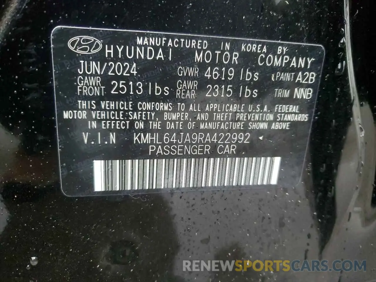 14 Photograph of a damaged car KMHL64JA9RA422992 HYUNDAI SONATA 2024
