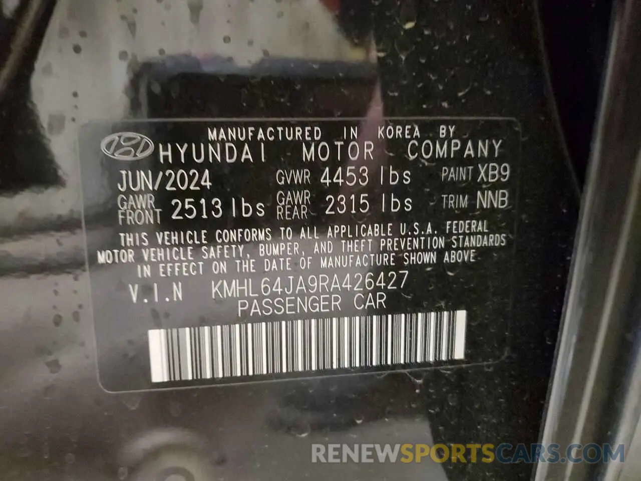 15 Photograph of a damaged car KMHL64JA9RA426427 HYUNDAI SONATA 2024