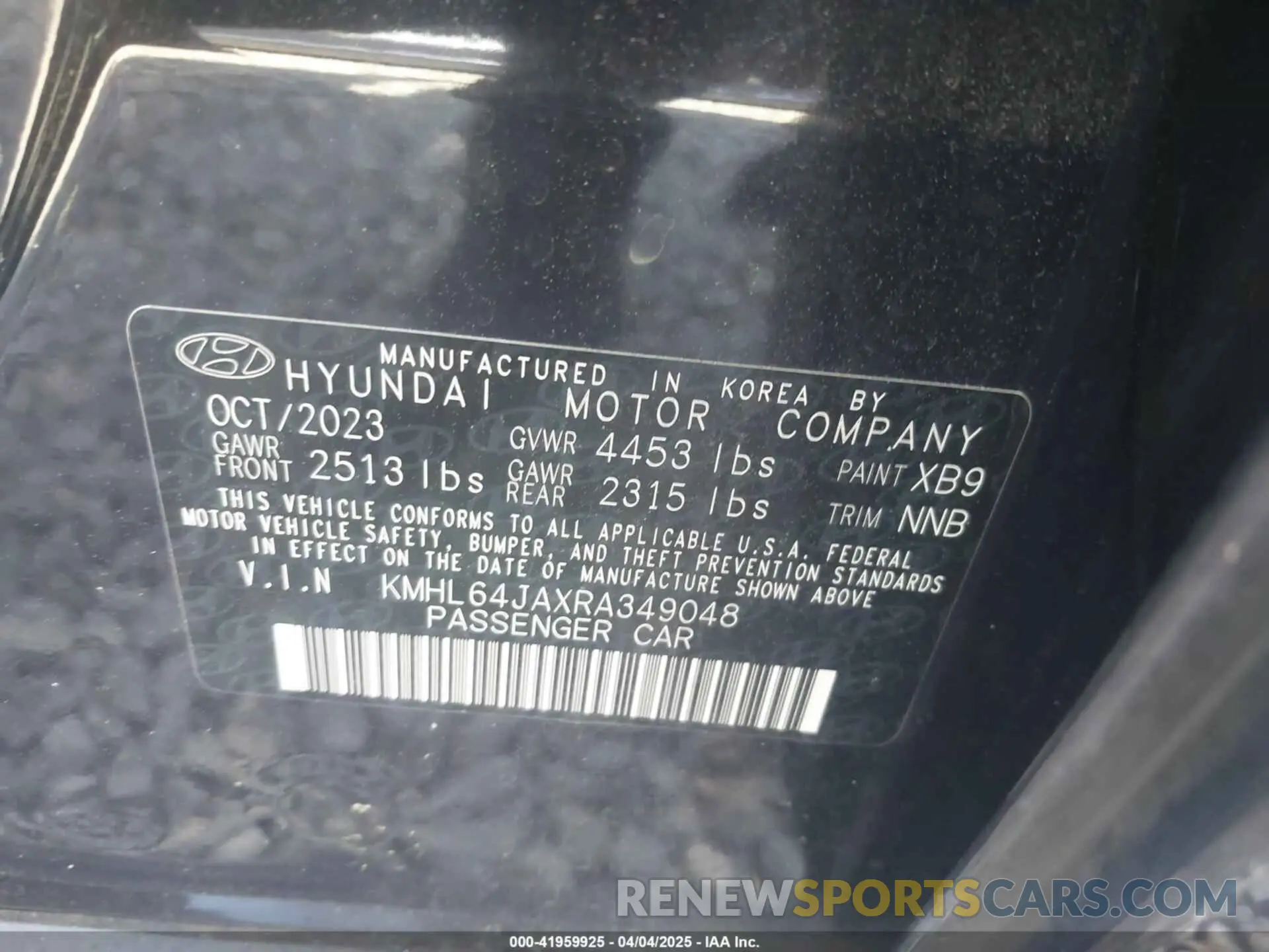 9 Photograph of a damaged car KMHL64JAXRA349048 HYUNDAI SONATA 2024