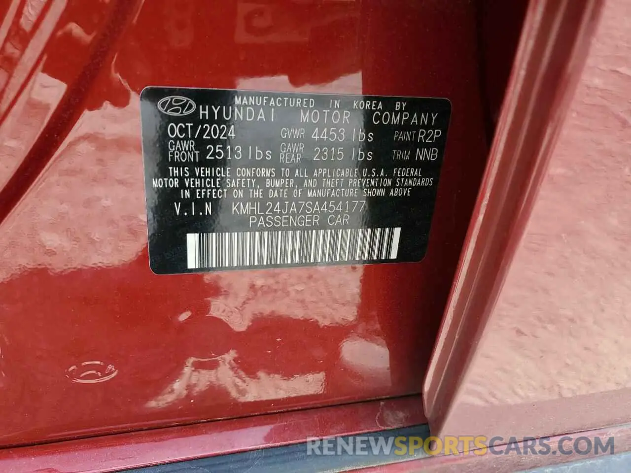 12 Photograph of a damaged car KMHL24JA7SA454177 HYUNDAI SONATA 2025
