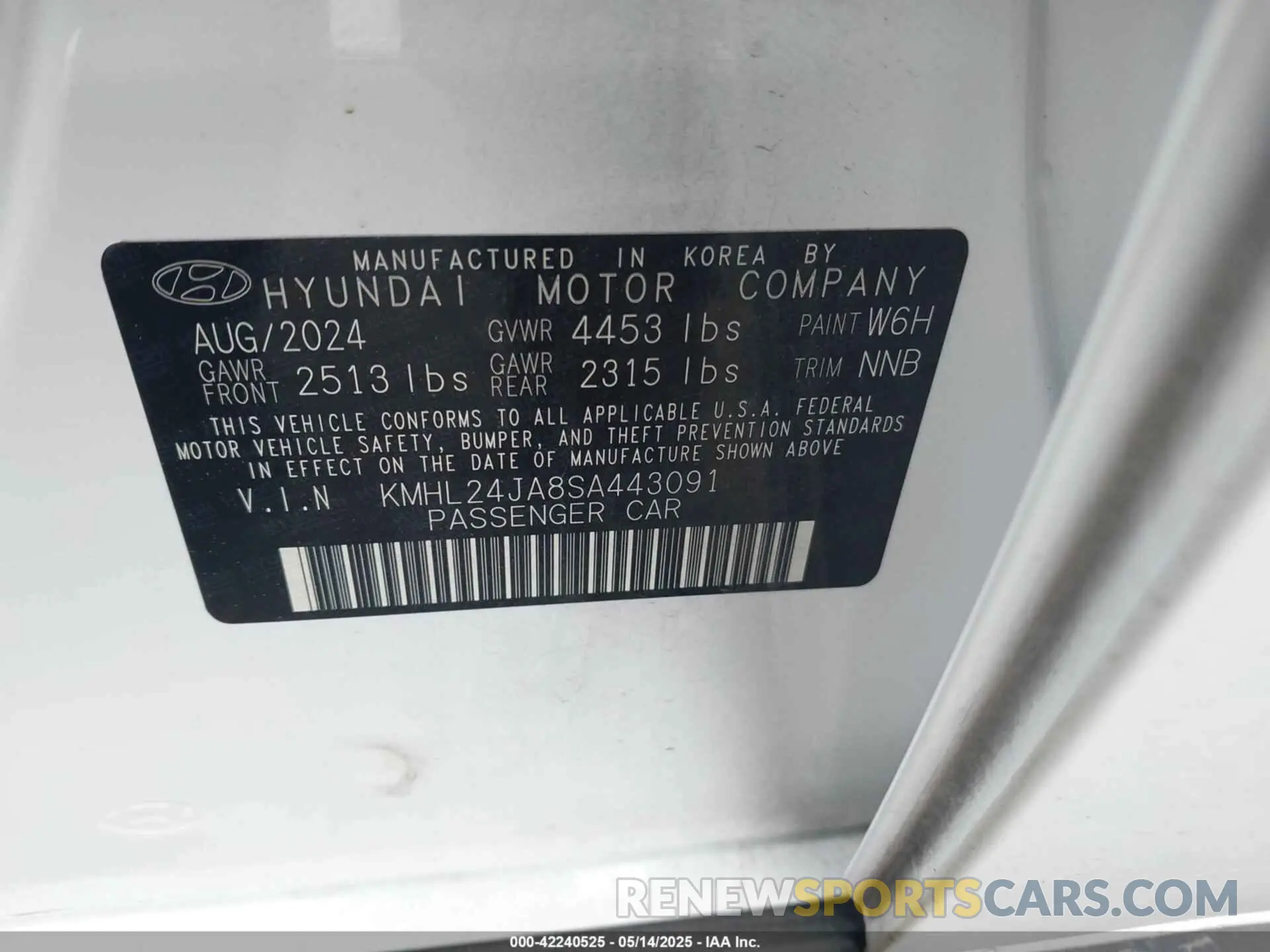 9 Photograph of a damaged car KMHL24JA8SA443091 HYUNDAI SONATA 2025