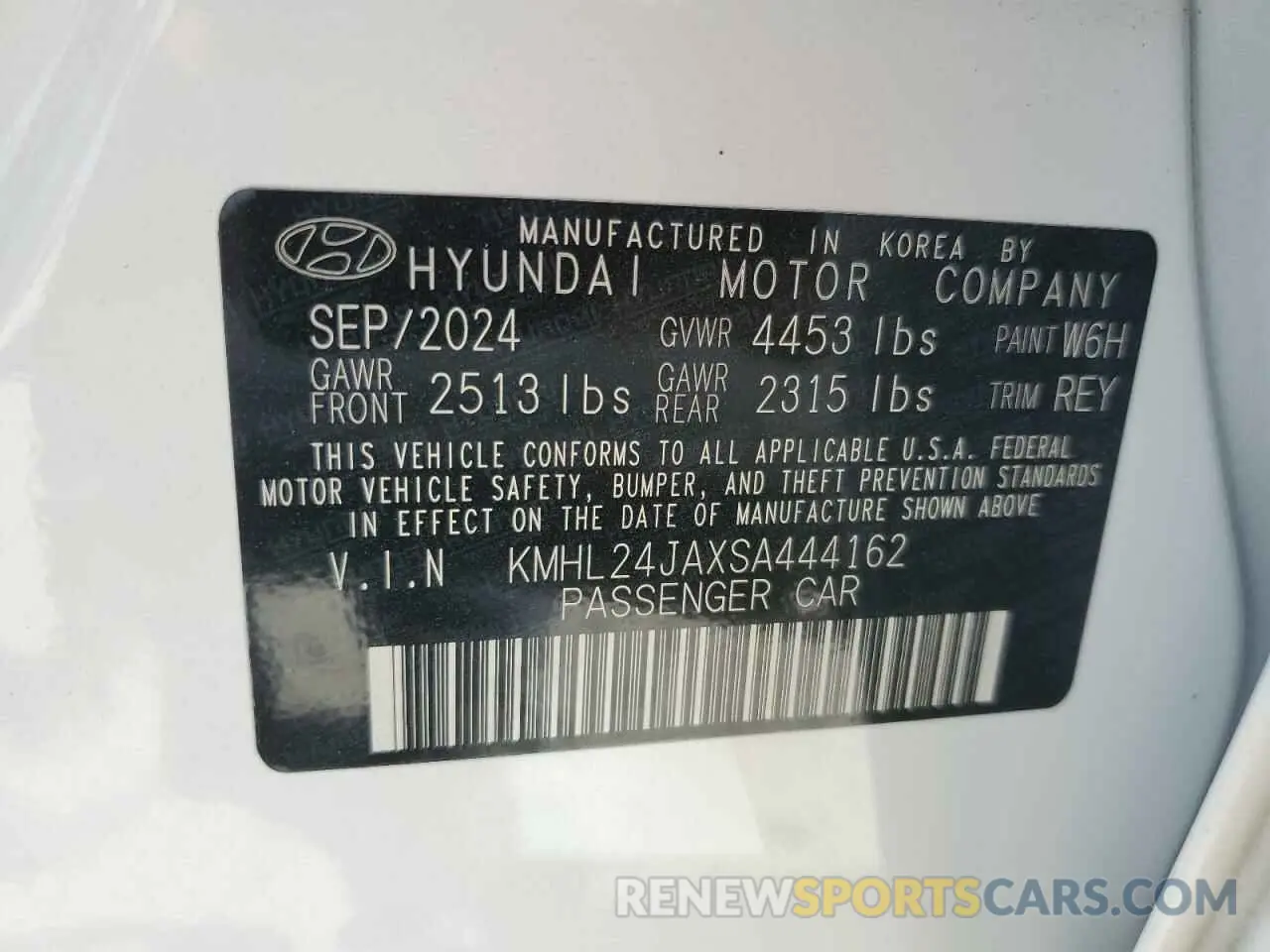 12 Photograph of a damaged car KMHL24JAXSA444162 HYUNDAI SONATA 2025