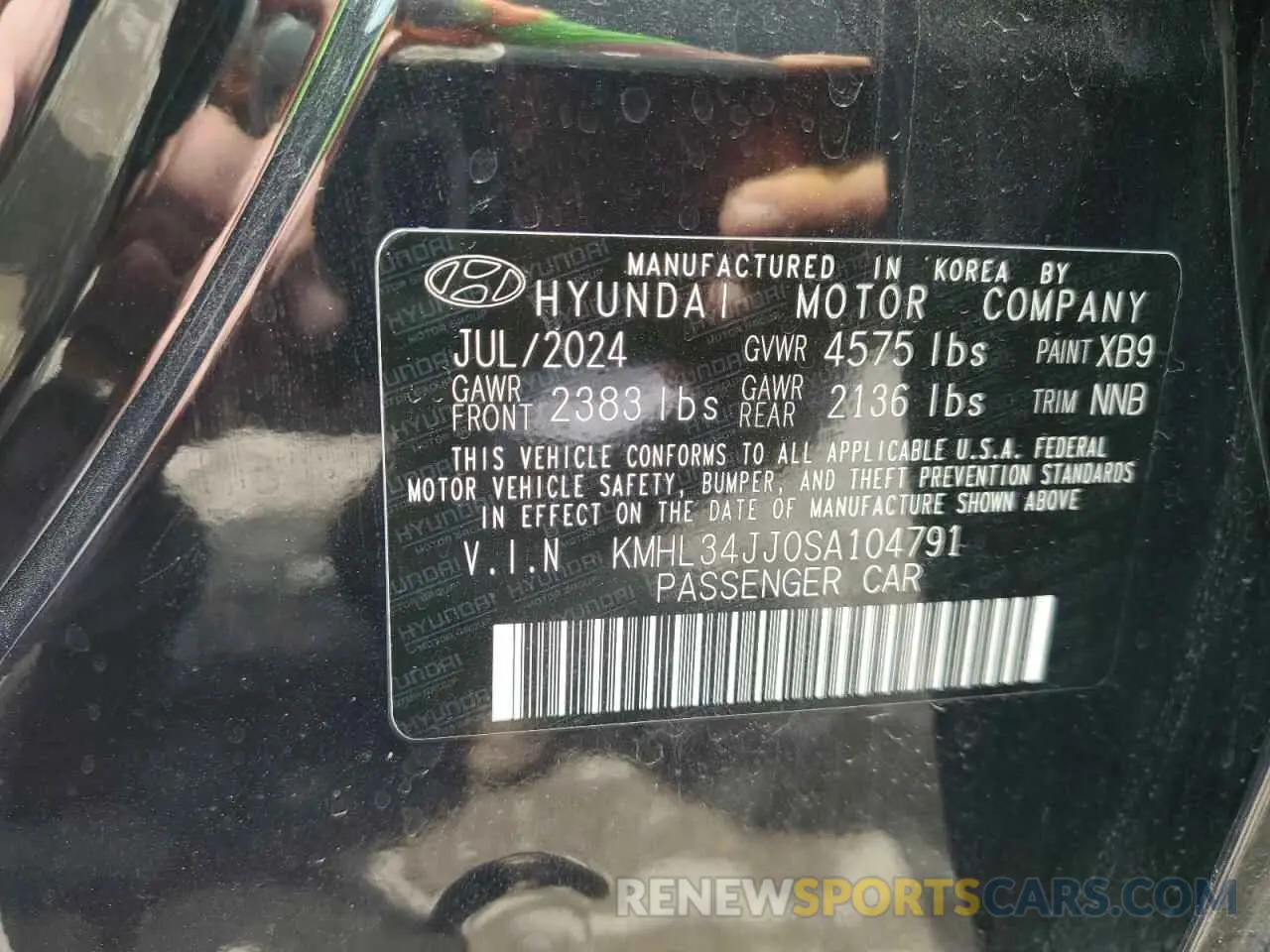 12 Photograph of a damaged car KMHL34JJ0SA104791 HYUNDAI SONATA 2025