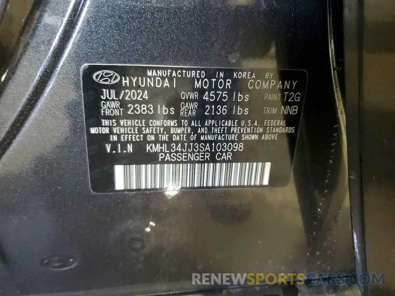 12 Photograph of a damaged car KMHL34JJ3SA103098 HYUNDAI SONATA 2025