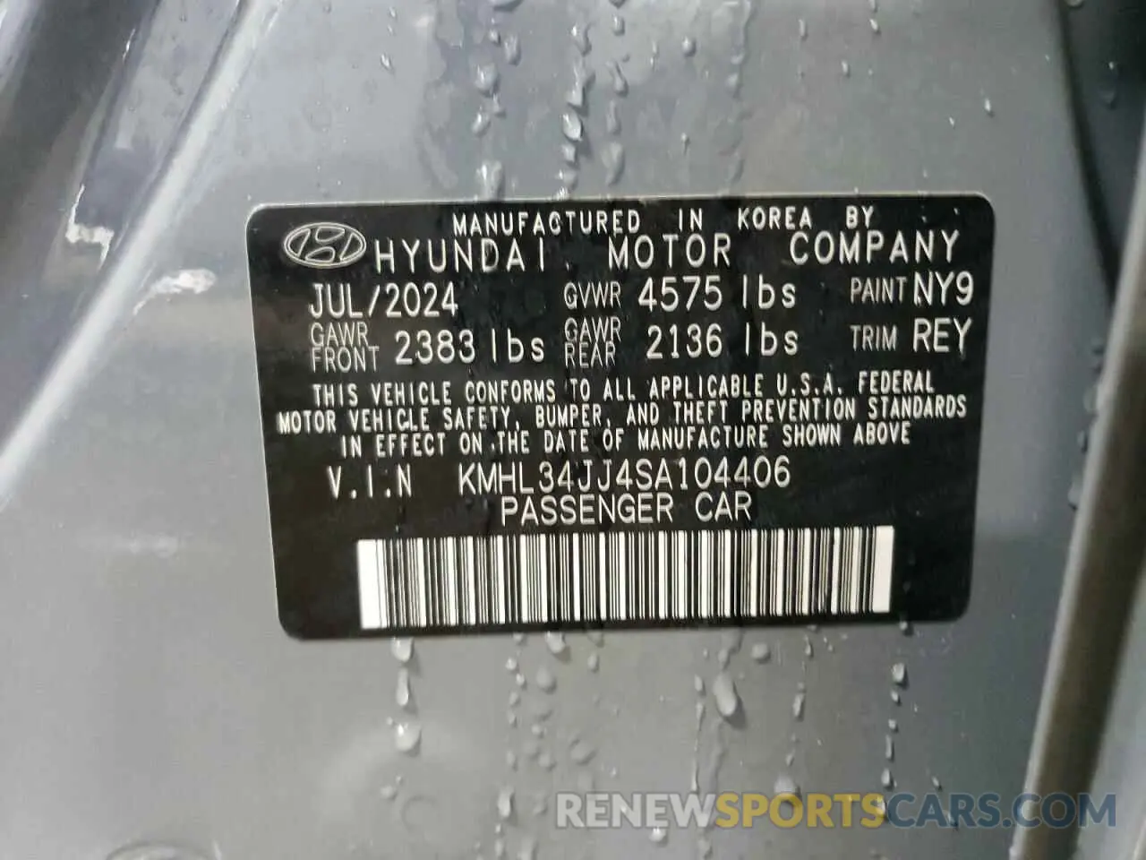 12 Photograph of a damaged car KMHL34JJ4SA104406 HYUNDAI SONATA 2025