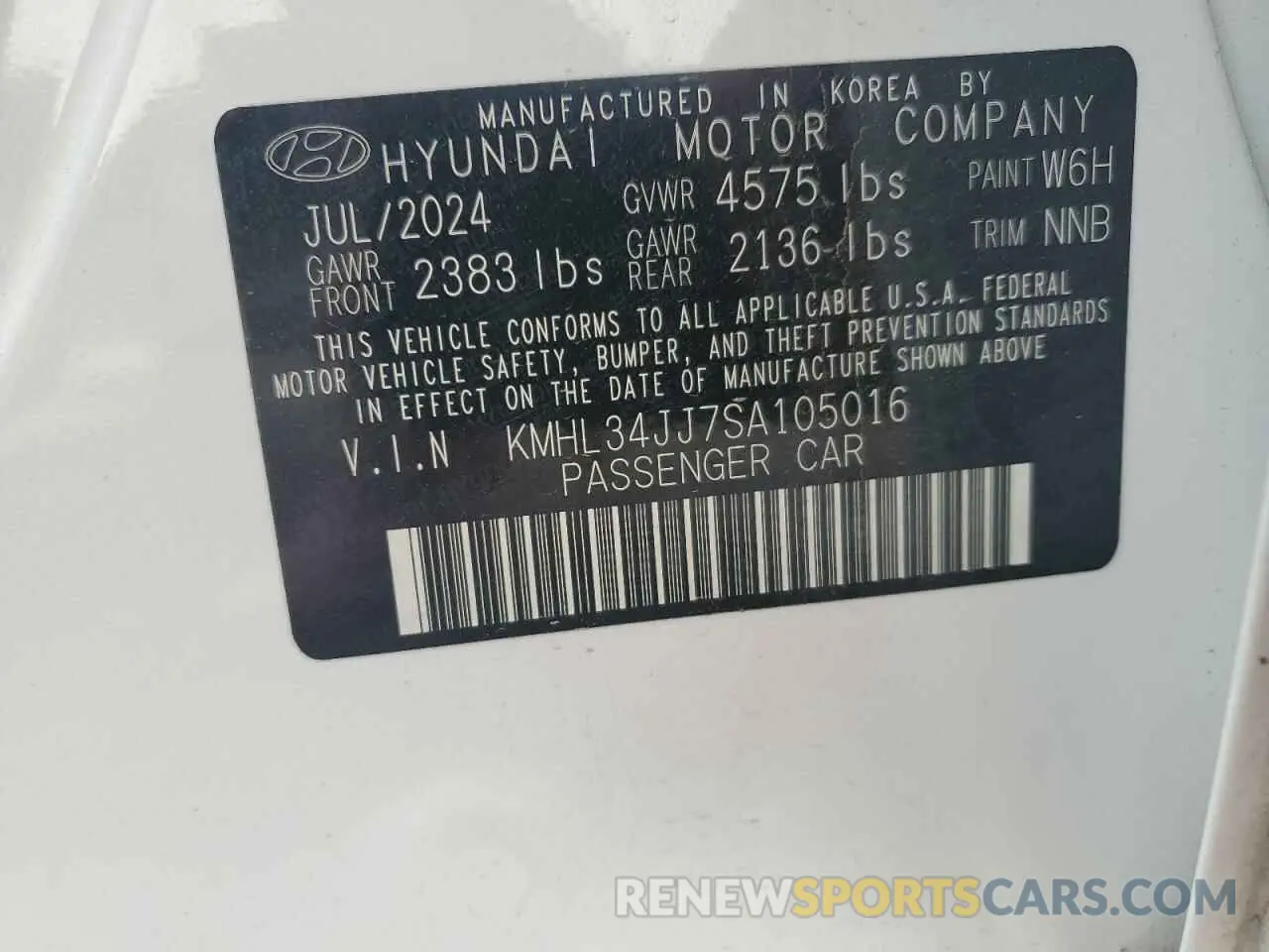 12 Photograph of a damaged car KMHL34JJ7SA105016 HYUNDAI SONATA 2025