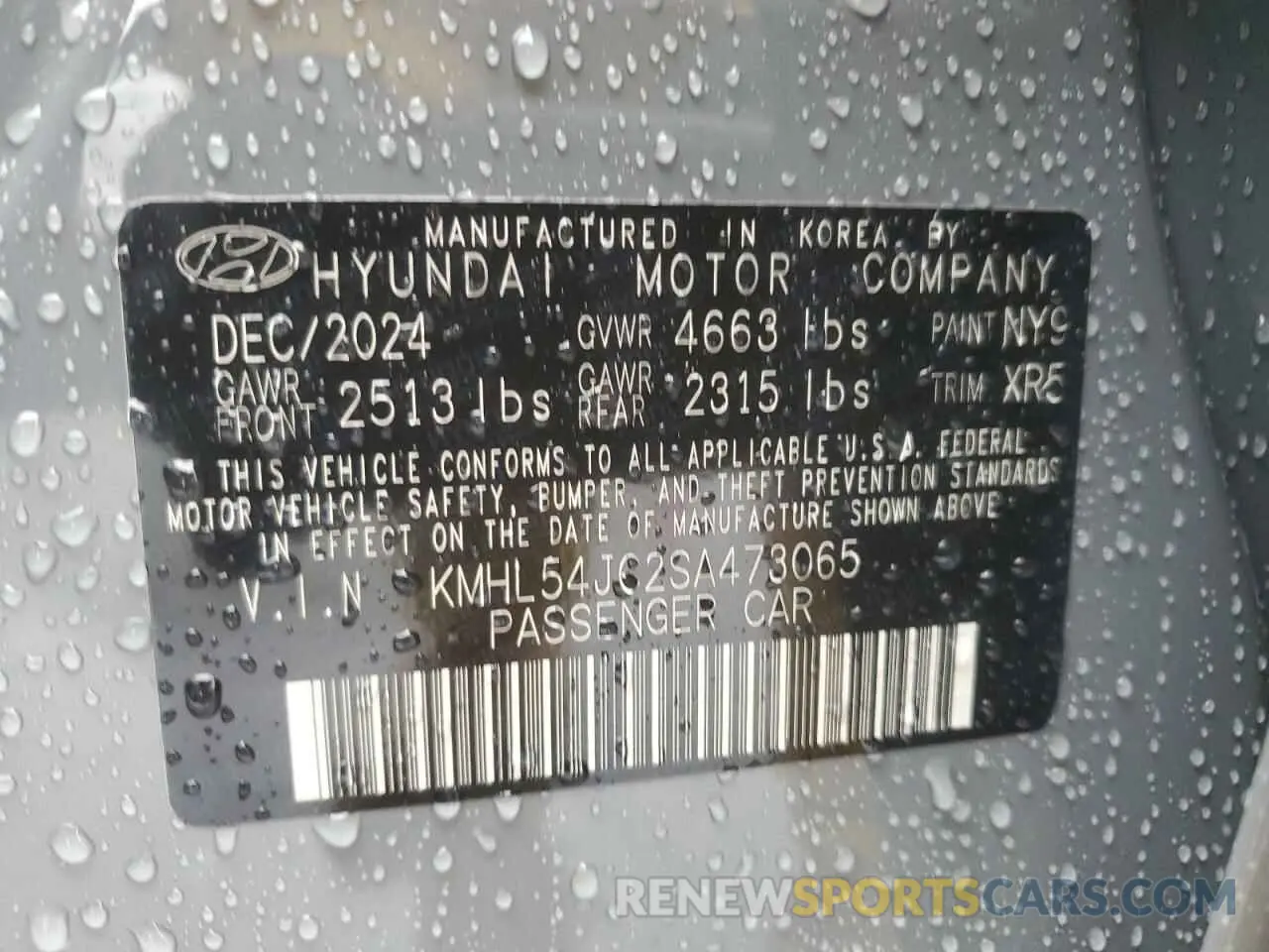 13 Photograph of a damaged car KMHL54JC2SA473065 HYUNDAI SONATA 2025