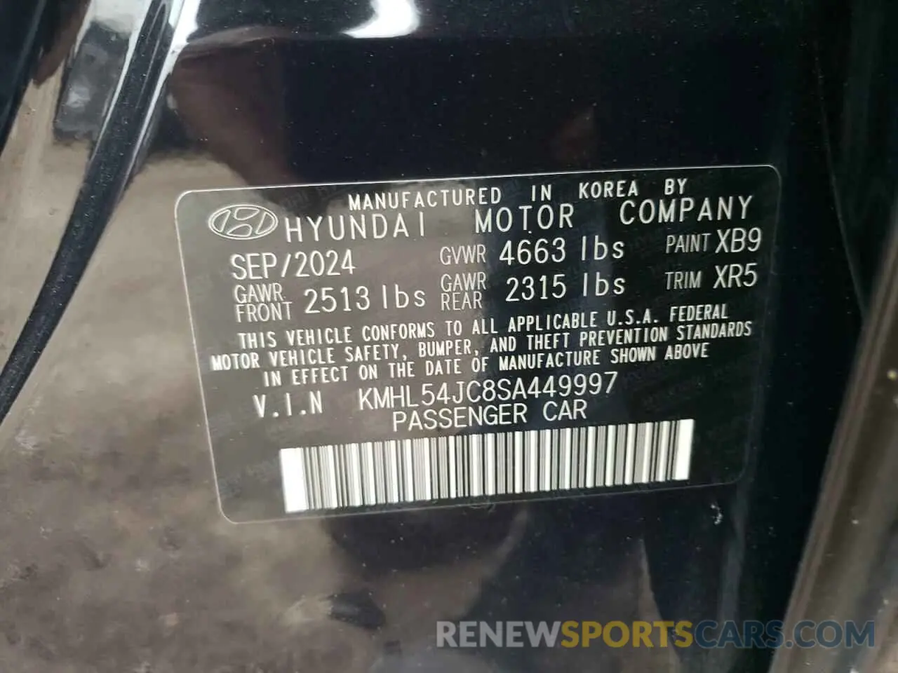 12 Photograph of a damaged car KMHL54JC8SA449997 HYUNDAI SONATA 2025