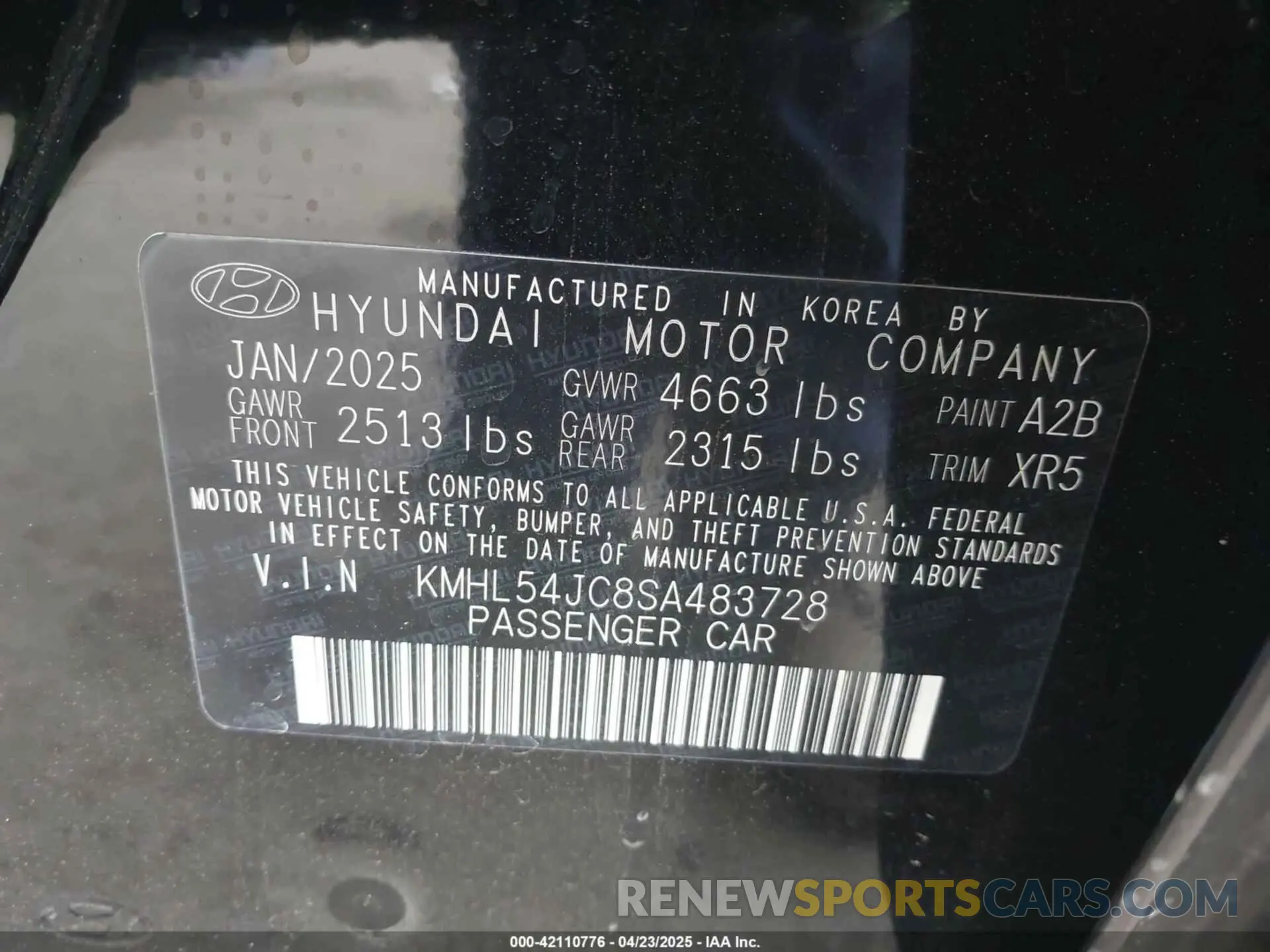9 Photograph of a damaged car KMHL54JC8SA483728 HYUNDAI SONATA 2025