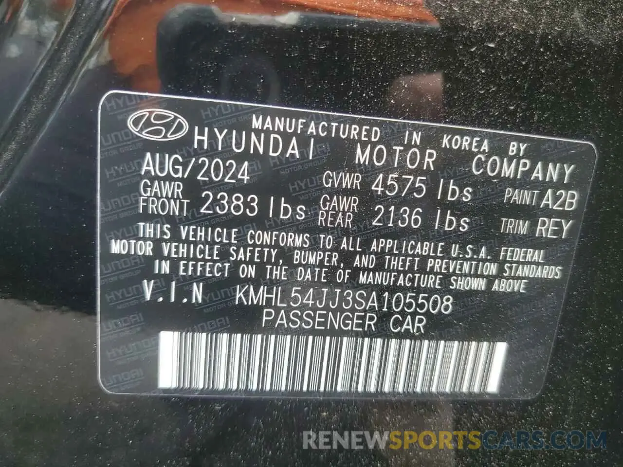 14 Photograph of a damaged car KMHL54JJ3SA105508 HYUNDAI SONATA 2025