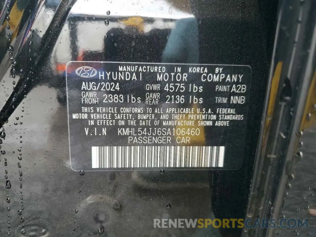 15 Photograph of a damaged car KMHL54JJ6SA106460 HYUNDAI SONATA 2025