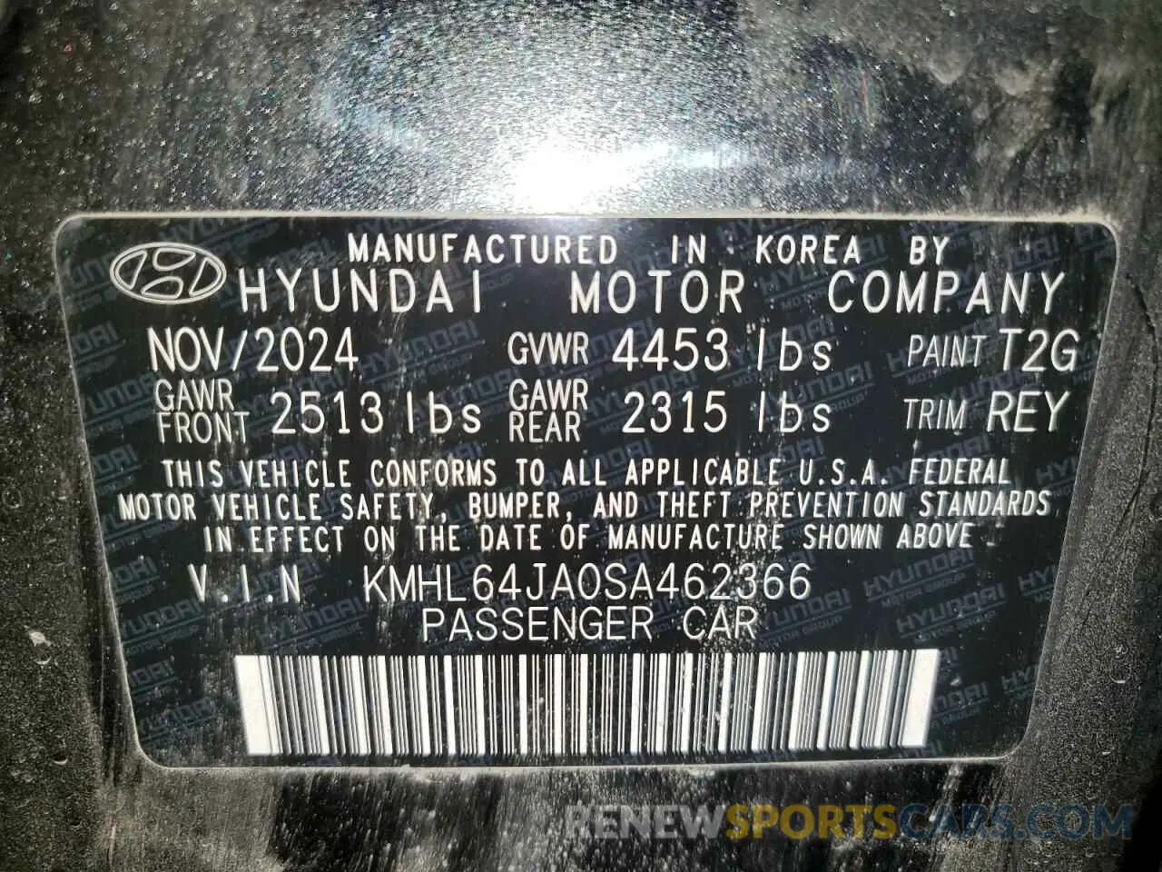 12 Photograph of a damaged car KMHL64JA0SA462366 HYUNDAI SONATA 2025