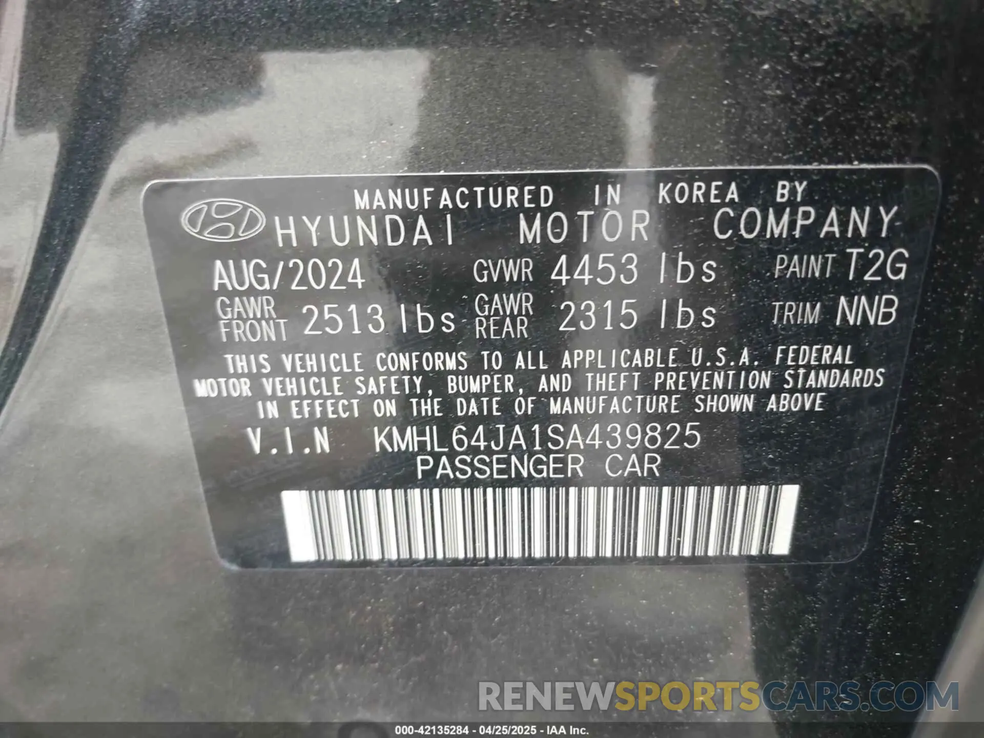 9 Photograph of a damaged car KMHL64JA1SA439825 HYUNDAI SONATA 2025