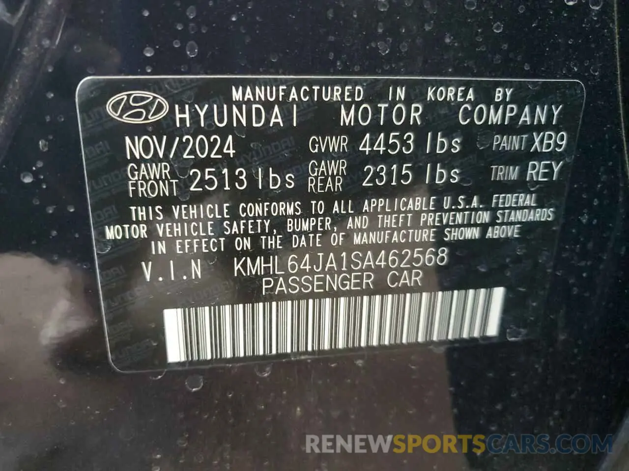 12 Photograph of a damaged car KMHL64JA1SA462568 HYUNDAI SONATA 2025