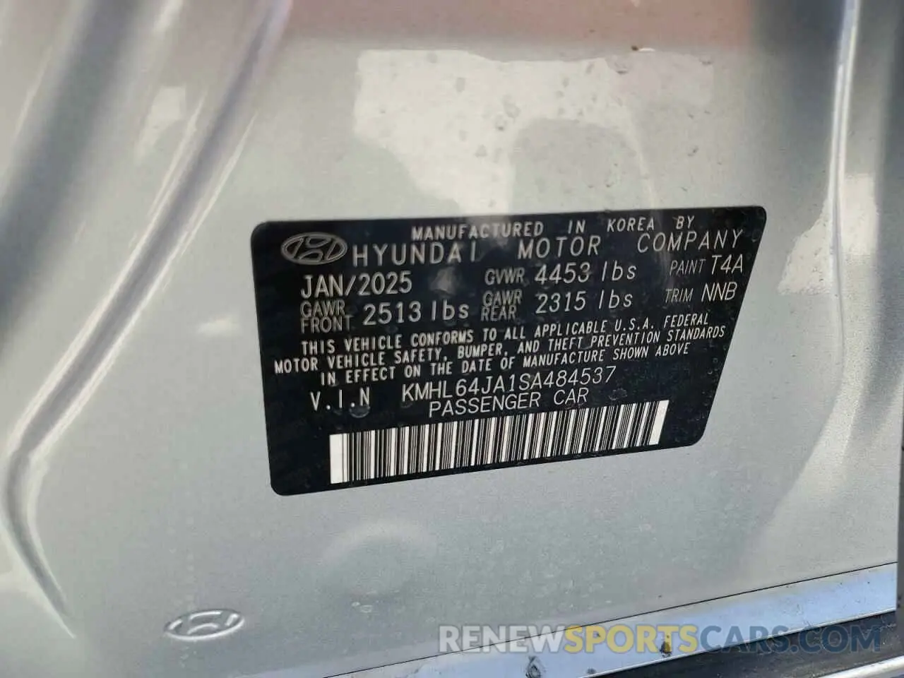 12 Photograph of a damaged car KMHL64JA1SA484537 HYUNDAI SONATA 2025