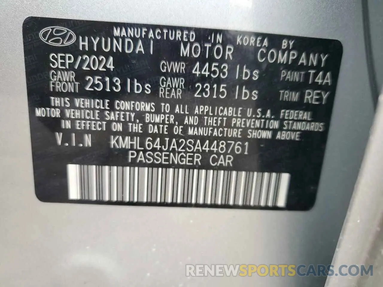 12 Photograph of a damaged car KMHL64JA2SA448761 HYUNDAI SONATA 2025