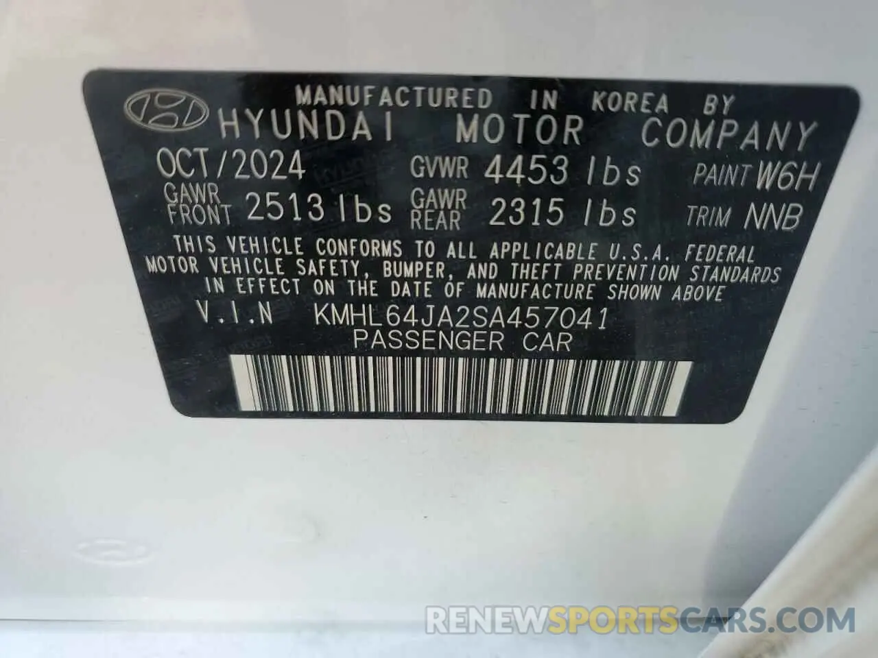 12 Photograph of a damaged car KMHL64JA2SA457041 HYUNDAI SONATA 2025