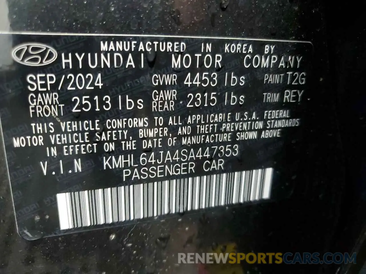 12 Photograph of a damaged car KMHL64JA4SA447353 HYUNDAI SONATA 2025