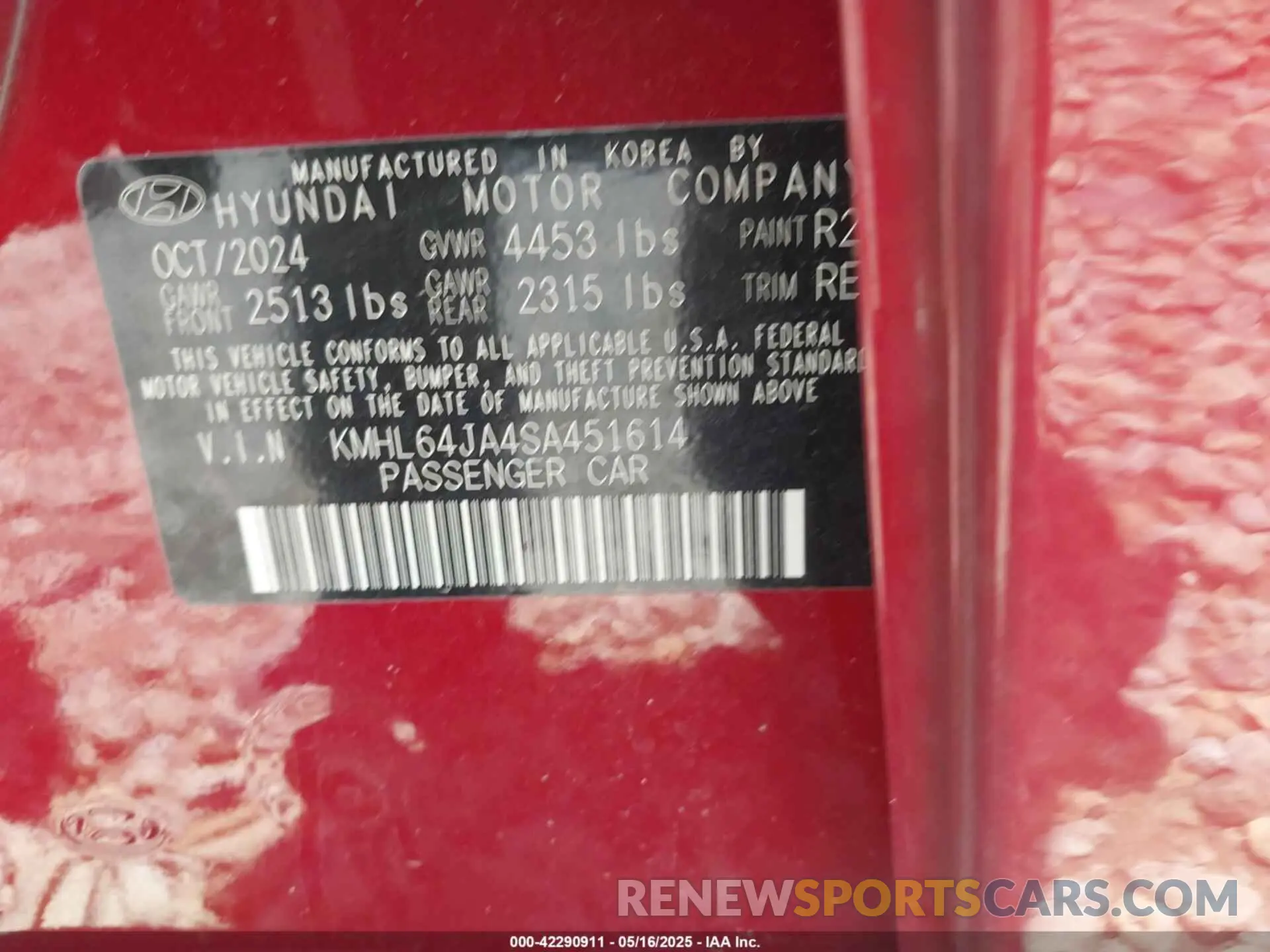 9 Photograph of a damaged car KMHL64JA4SA451614 HYUNDAI SONATA 2025