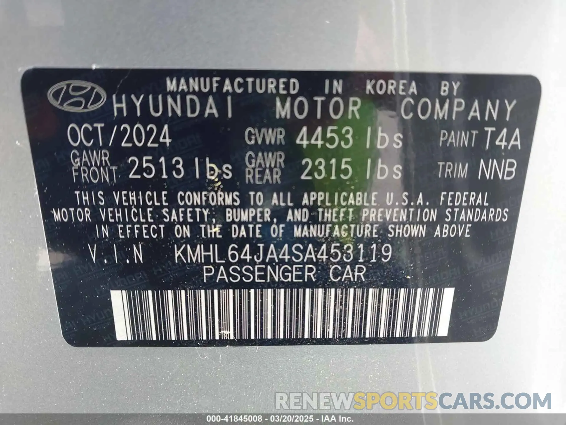 9 Photograph of a damaged car KMHL64JA4SA453119 HYUNDAI SONATA 2025