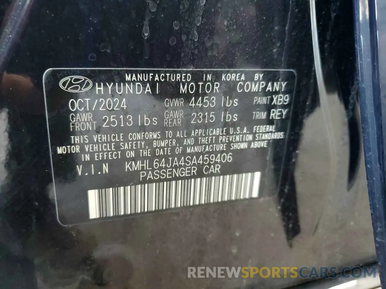 13 Photograph of a damaged car KMHL64JA4SA459406 HYUNDAI SONATA 2025