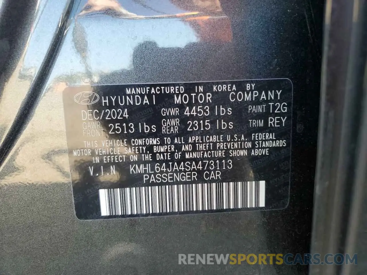 13 Photograph of a damaged car KMHL64JA4SA473113 HYUNDAI SONATA 2025