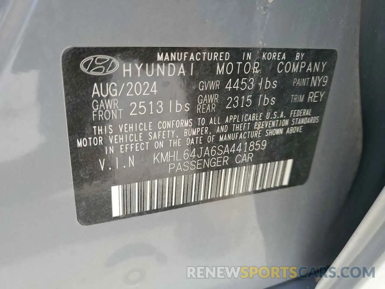 12 Photograph of a damaged car KMHL64JA6SA441859 HYUNDAI SONATA 2025