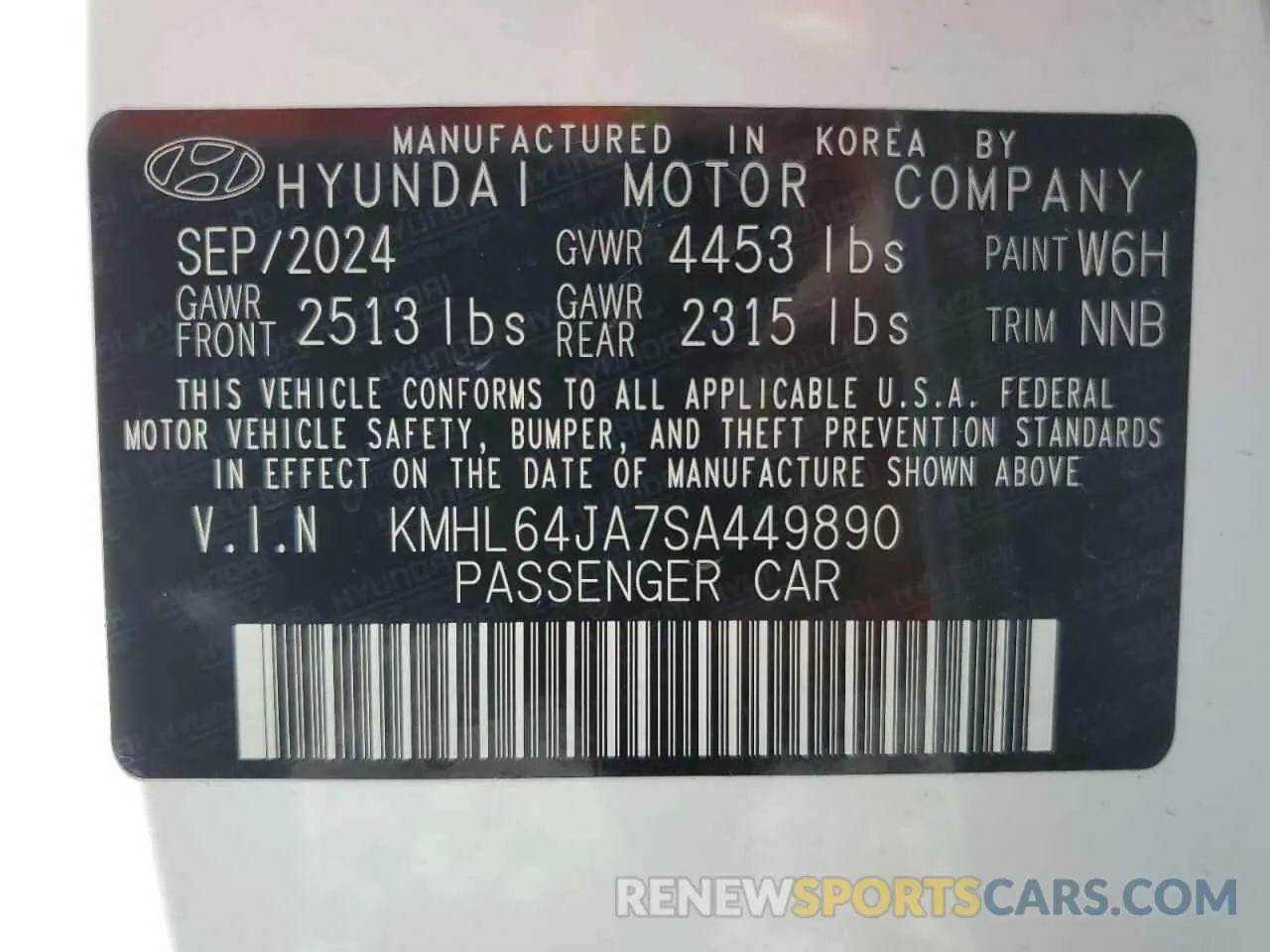 12 Photograph of a damaged car KMHL64JA7SA449890 HYUNDAI SONATA 2025
