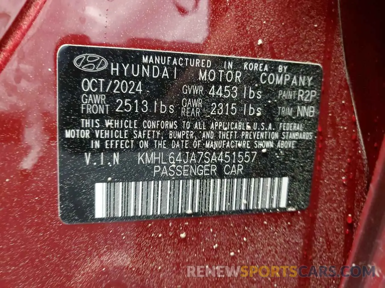 12 Photograph of a damaged car KMHL64JA7SA451557 HYUNDAI SONATA 2025