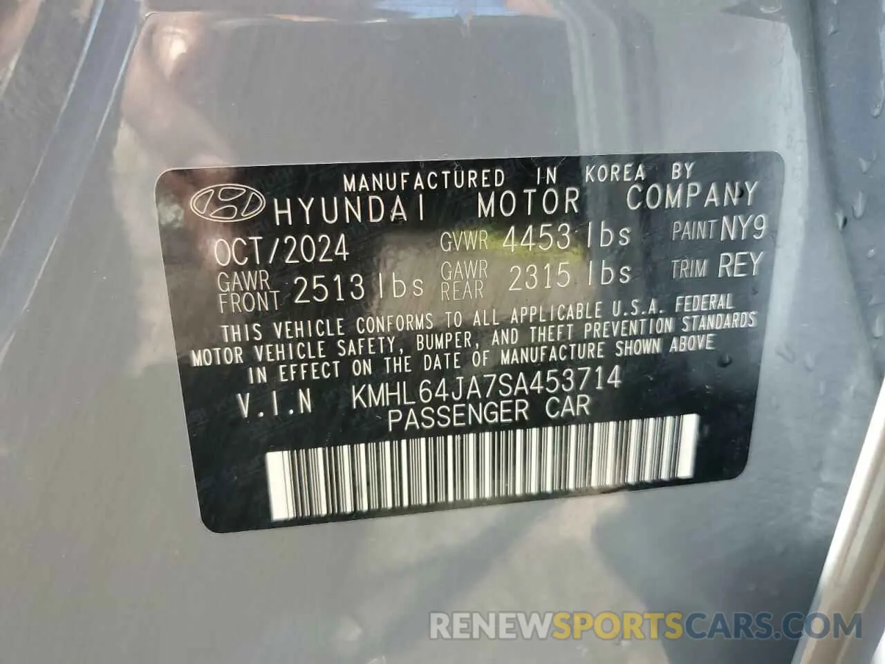 12 Photograph of a damaged car KMHL64JA7SA453714 HYUNDAI SONATA 2025
