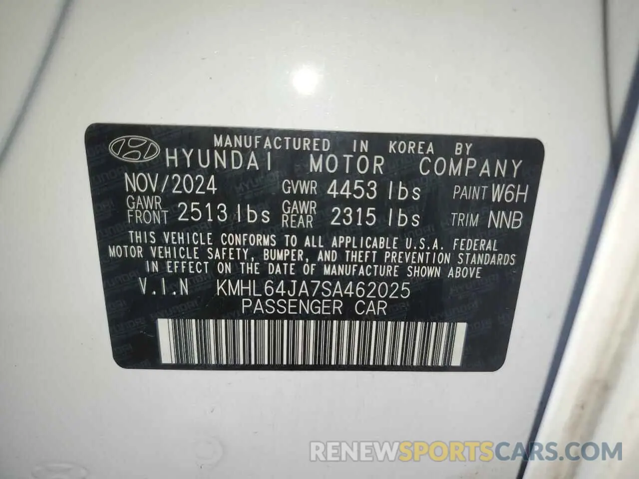 12 Photograph of a damaged car KMHL64JA7SA462025 HYUNDAI SONATA 2025