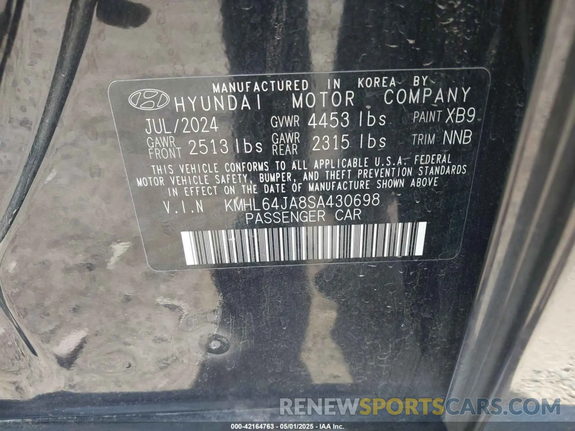 9 Photograph of a damaged car KMHL64JA8SA430698 HYUNDAI SONATA 2025