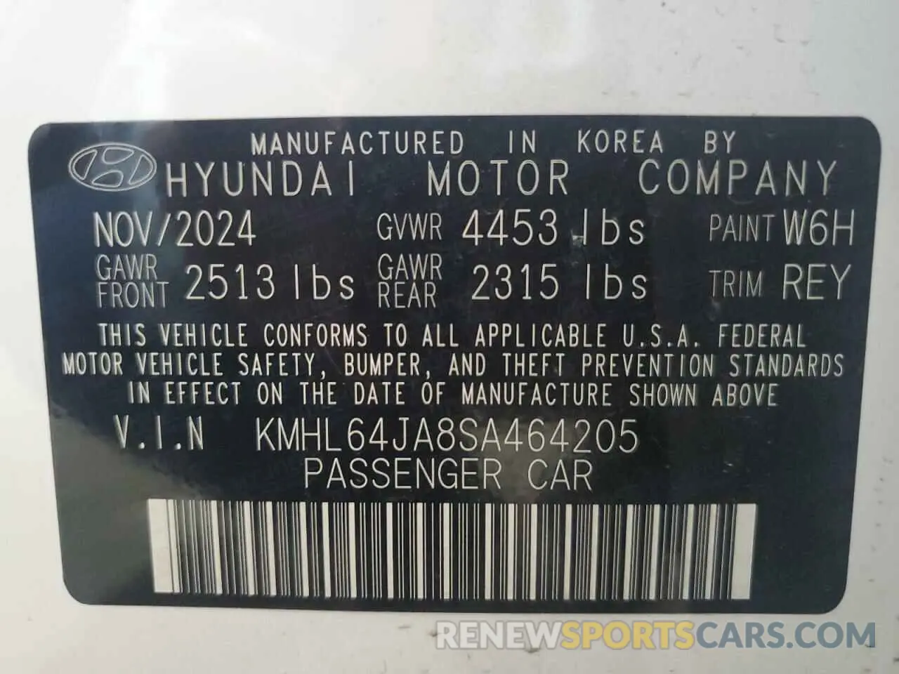 12 Photograph of a damaged car KMHL64JA8SA464205 HYUNDAI SONATA 2025