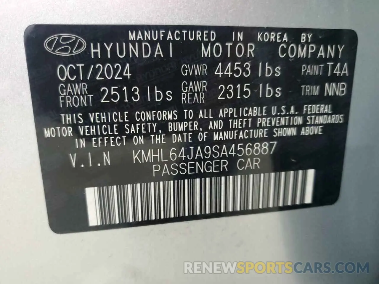 13 Photograph of a damaged car KMHL64JA9SA456887 HYUNDAI SONATA 2025
