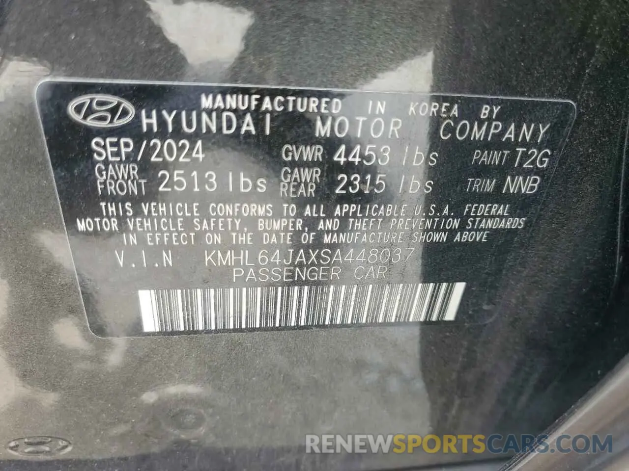 12 Photograph of a damaged car KMHL64JAXSA448037 HYUNDAI SONATA 2025