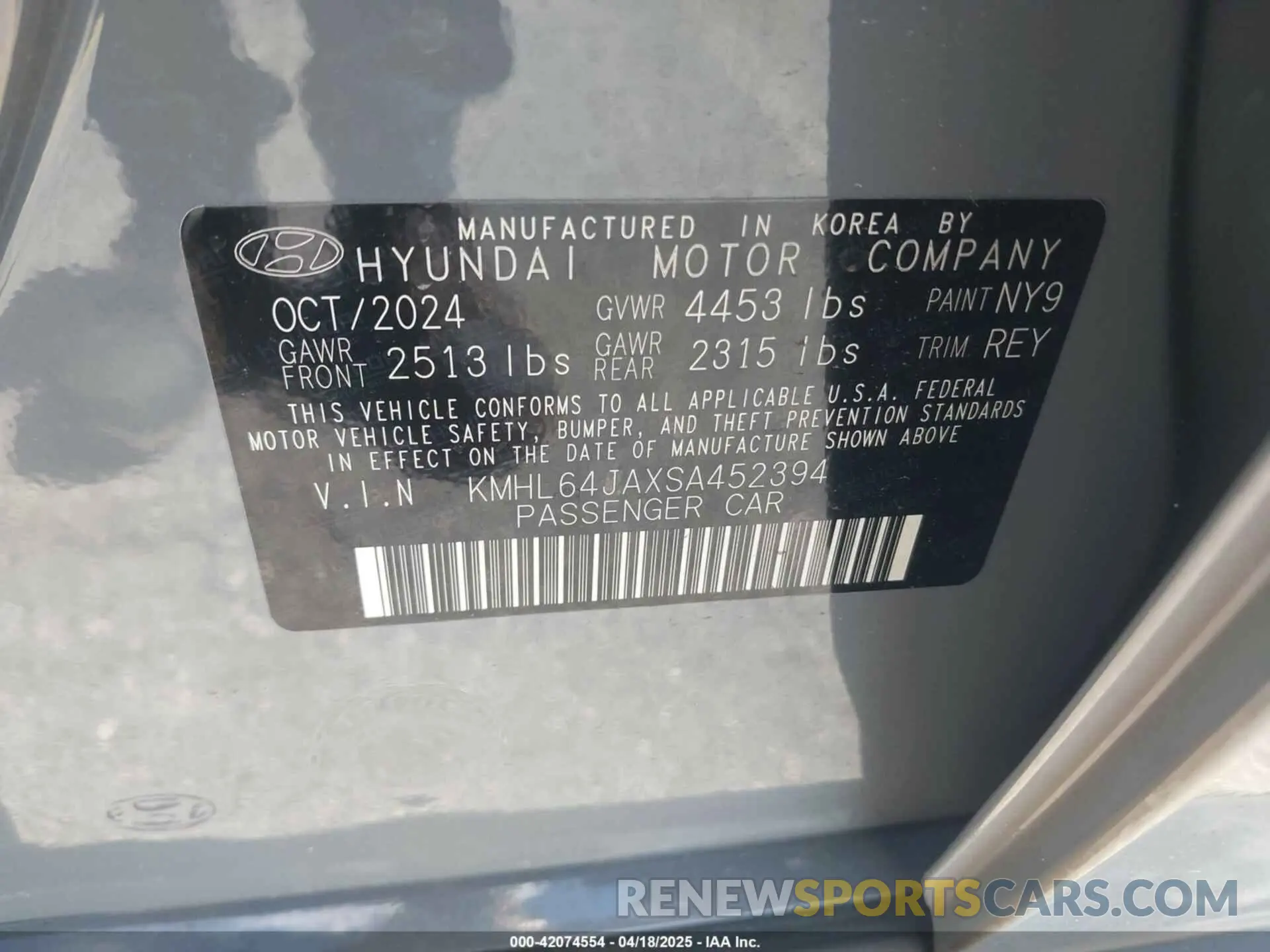 9 Photograph of a damaged car KMHL64JAXSA452394 HYUNDAI SONATA 2025