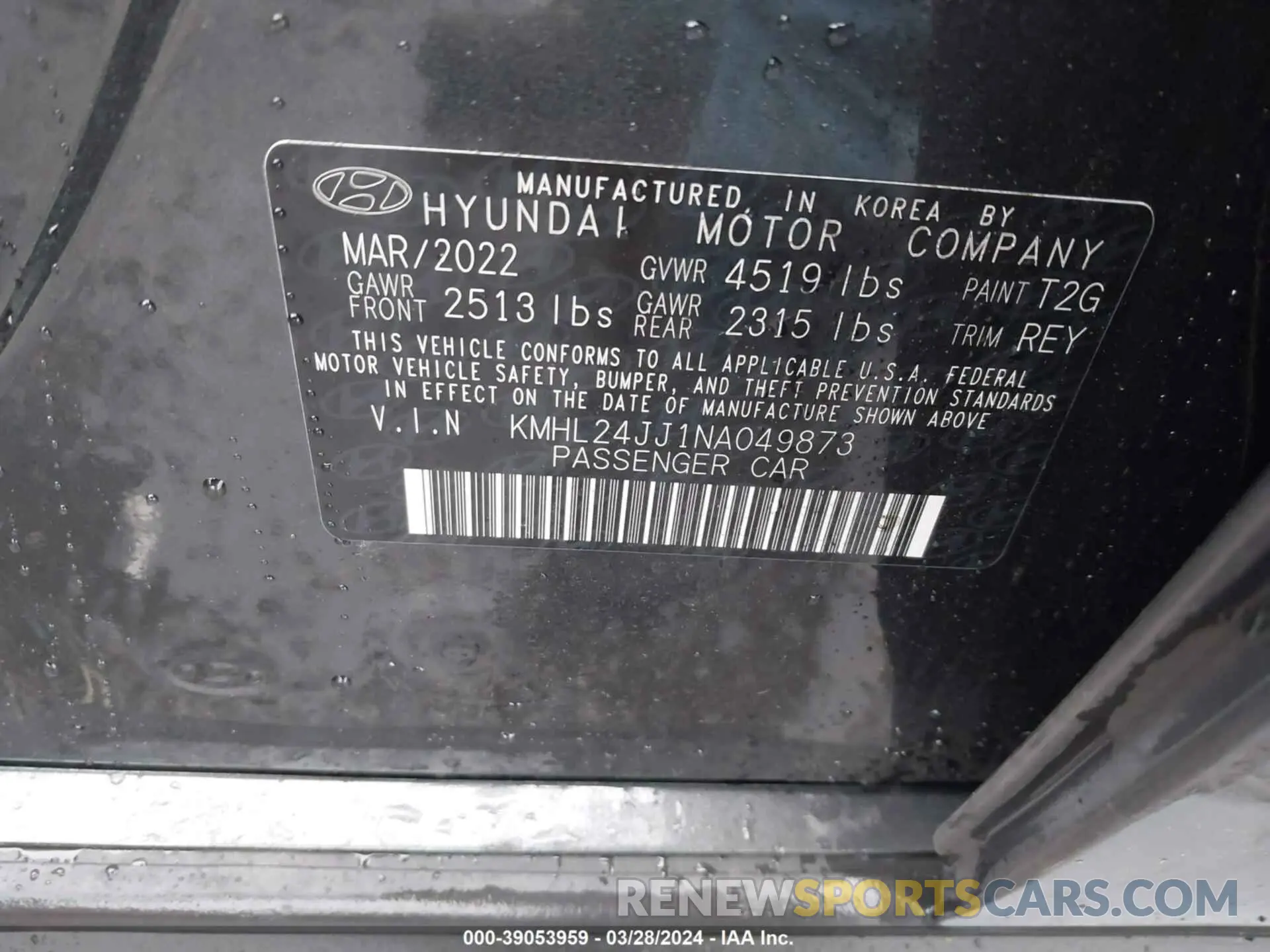 9 Photograph of a damaged car KMHL24JJ1NA049873 HYUNDAI SONATA HYBRID 2022