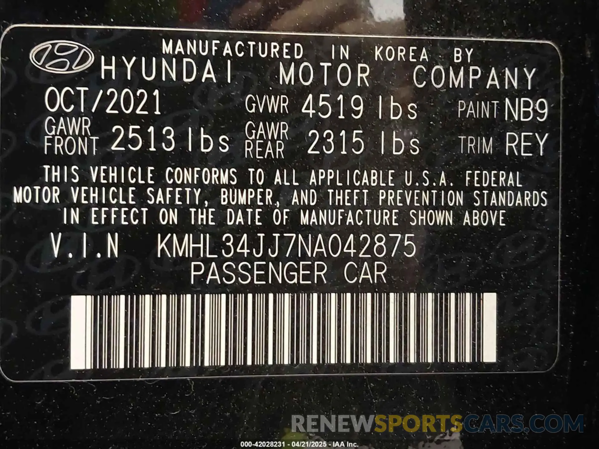 9 Photograph of a damaged car KMHL34JJ7NA042875 HYUNDAI SONATA HYBRID 2022
