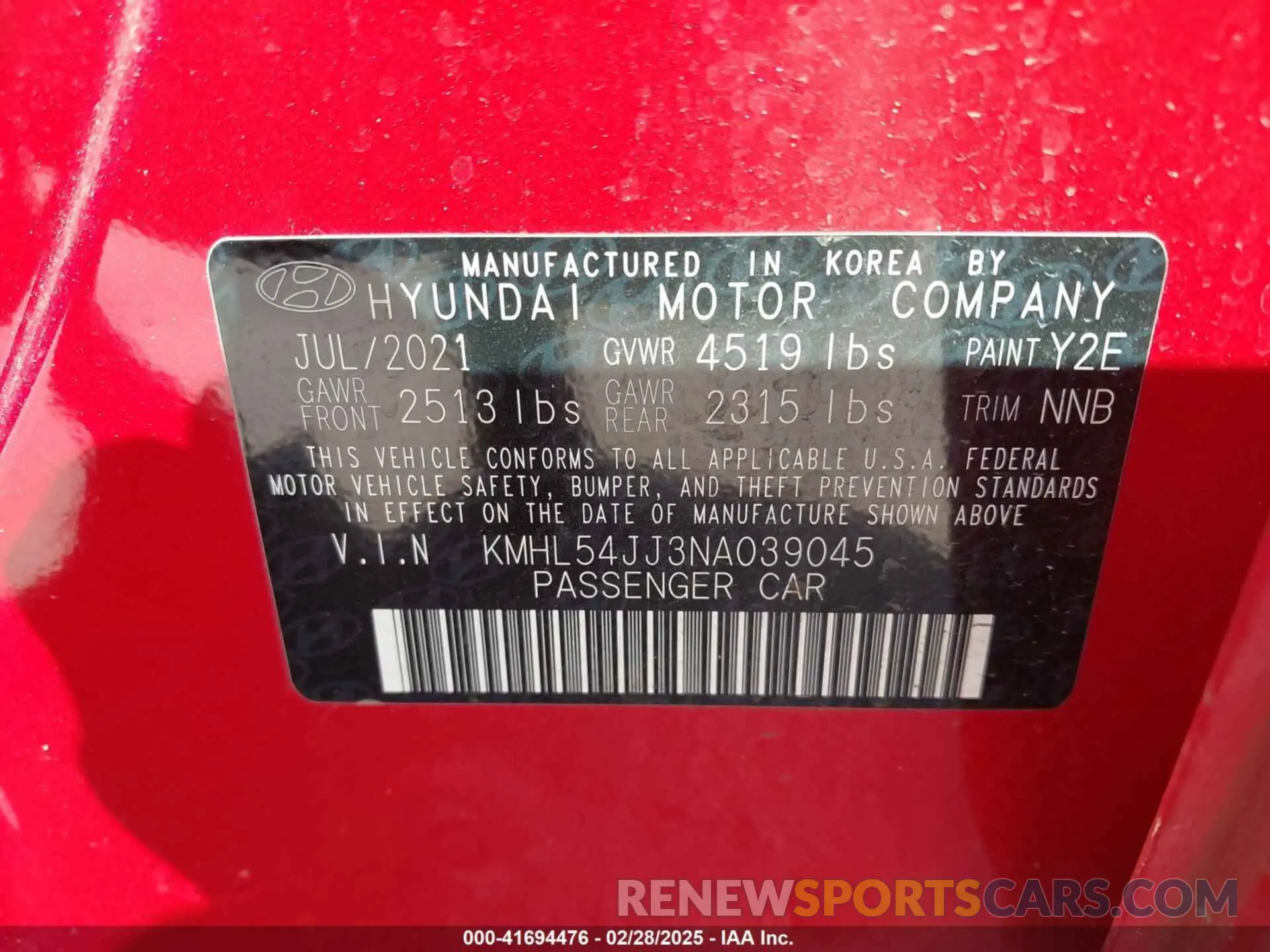 9 Photograph of a damaged car KMHL54JJ3NA039045 HYUNDAI SONATA HYBRID 2022