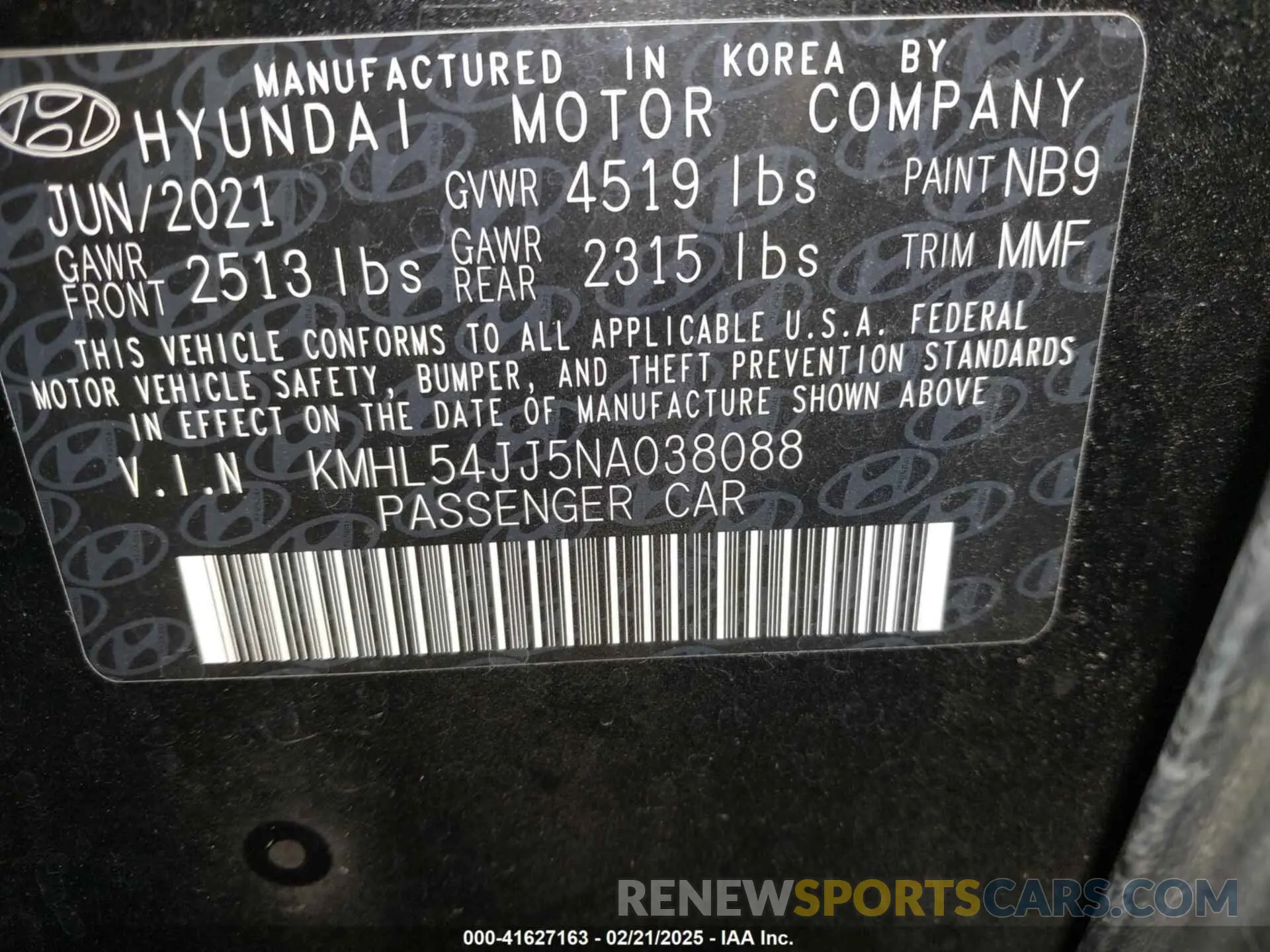 9 Photograph of a damaged car KMHL54JJ5NA038088 HYUNDAI SONATA HYBRID 2022