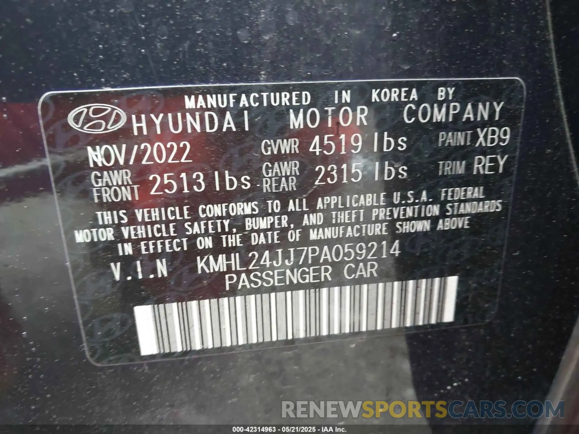 9 Photograph of a damaged car KMHL24JJ7PA059214 HYUNDAI SONATA HYBRID 2023