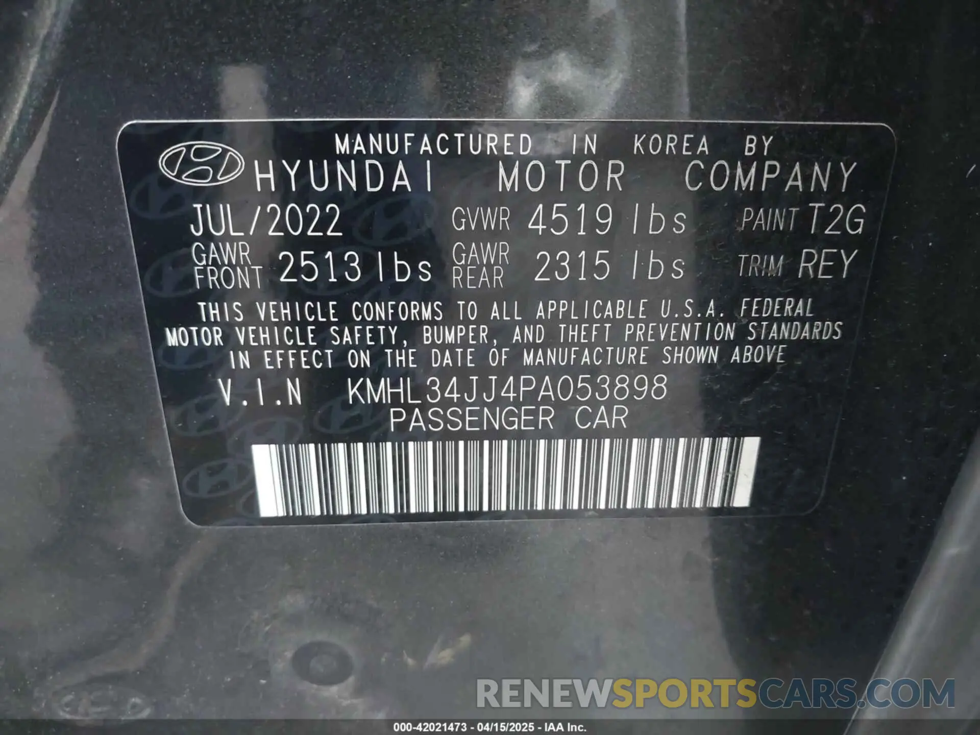 9 Photograph of a damaged car KMHL34JJ4PA053898 HYUNDAI SONATA HYBRID 2023