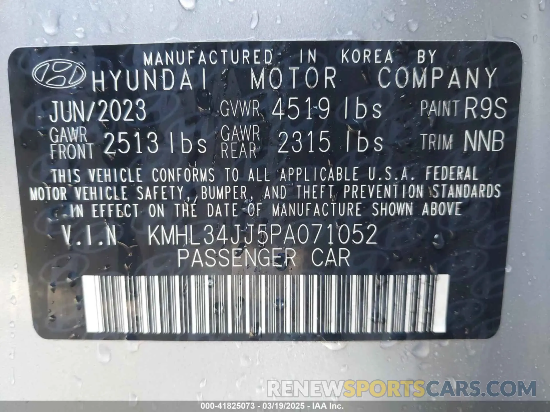9 Photograph of a damaged car KMHL34JJ5PA071052 HYUNDAI SONATA HYBRID 2023