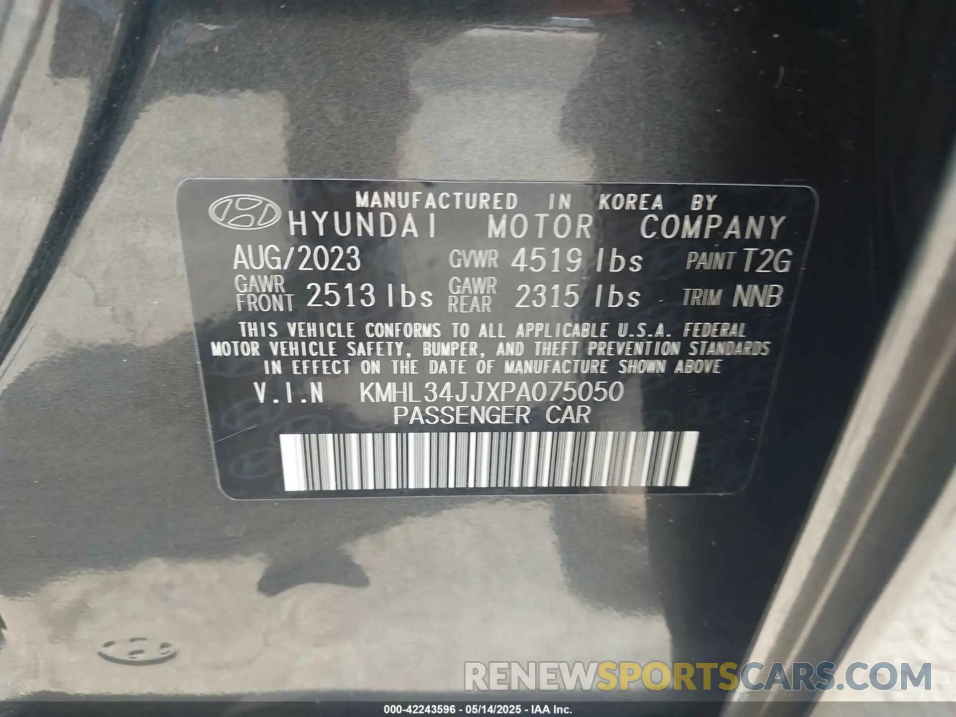 9 Photograph of a damaged car KMHL34JJXPA075050 HYUNDAI SONATA HYBRID 2023