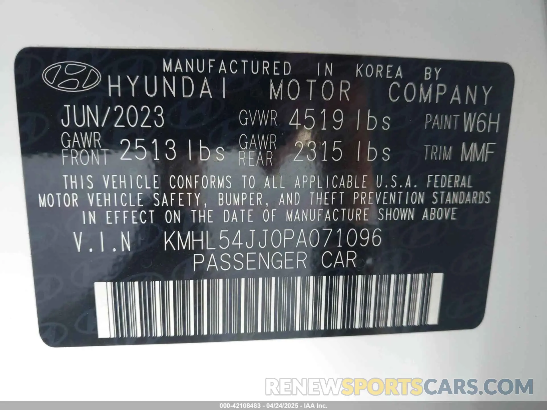 9 Photograph of a damaged car KMHL54JJ0PA071096 HYUNDAI SONATA HYBRID 2023