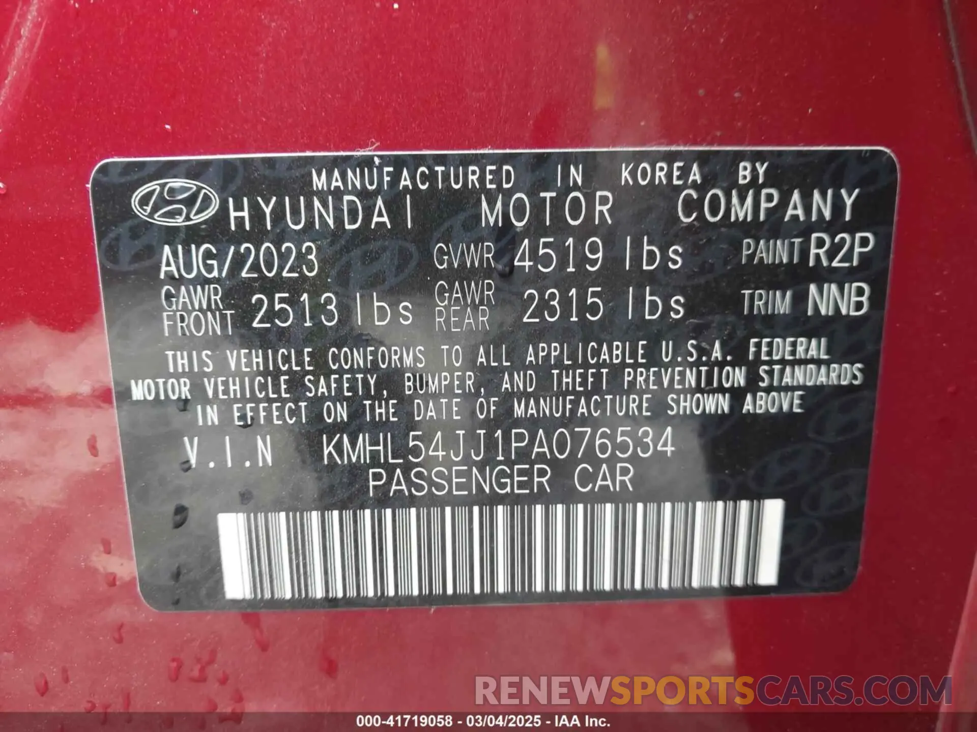 9 Photograph of a damaged car KMHL54JJ1PA076534 HYUNDAI SONATA HYBRID 2023