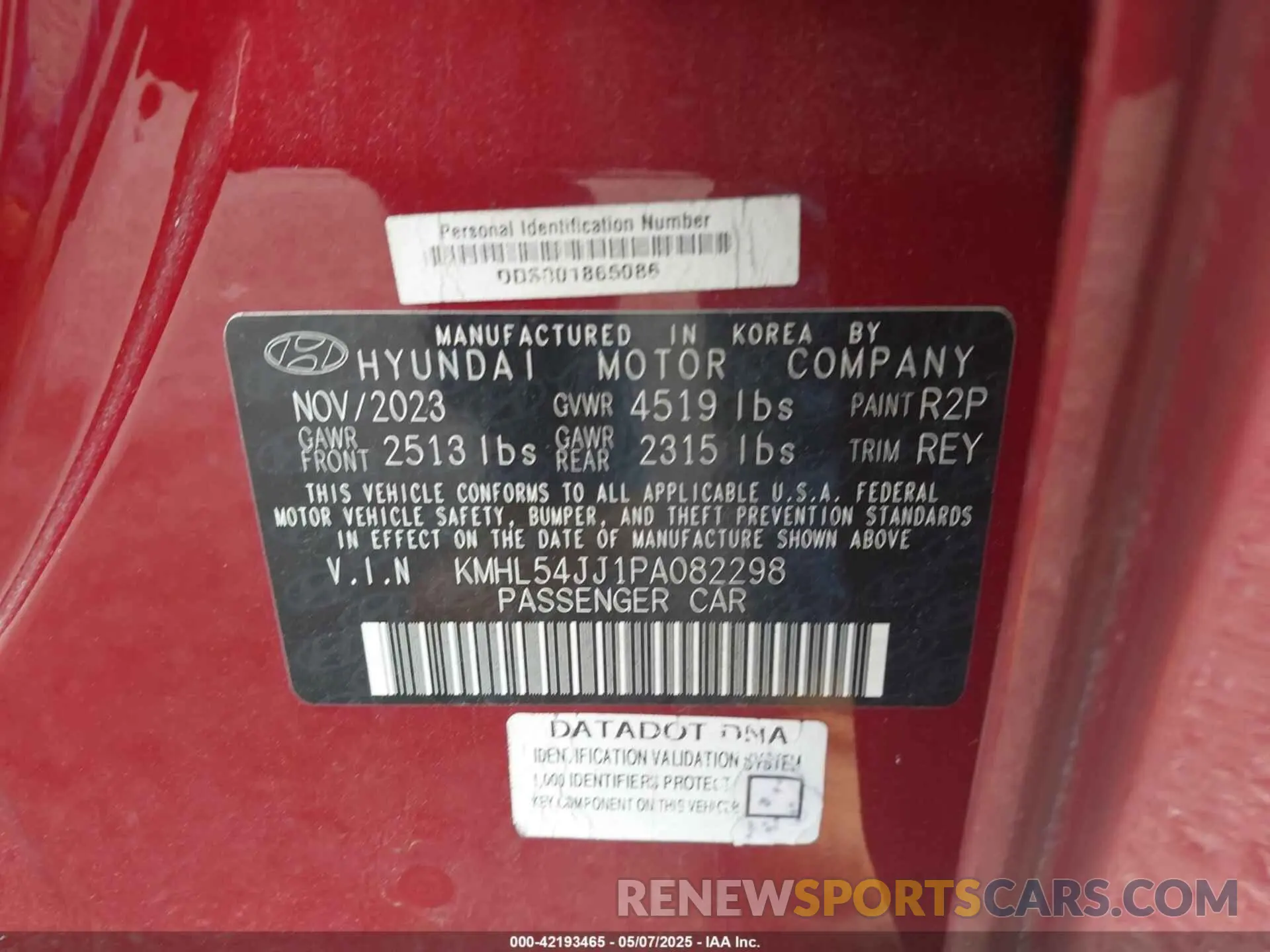 9 Photograph of a damaged car KMHL54JJ1PA082298 HYUNDAI SONATA HYBRID 2023