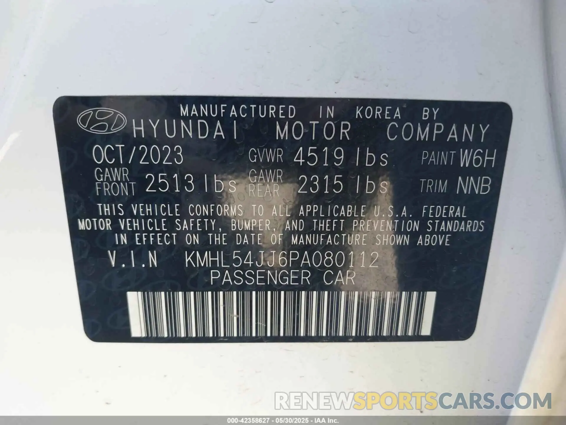 9 Photograph of a damaged car KMHL54JJ6PA080112 HYUNDAI SONATA HYBRID 2023